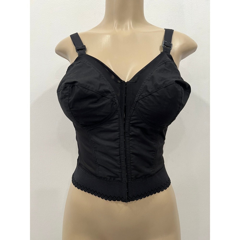 Exquisite Form 40B Women Black Longline Front Close Wireless Bra Full Coverage